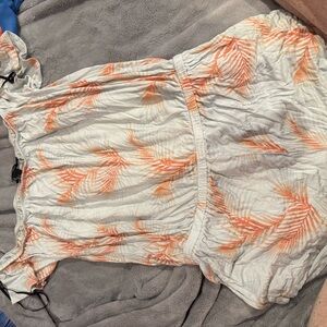 Forever 21 White and Orange Patterned Dress